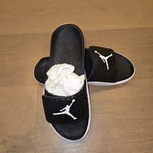 Jordan Hydro 7 V2 Black Slide Sandals with White Logo